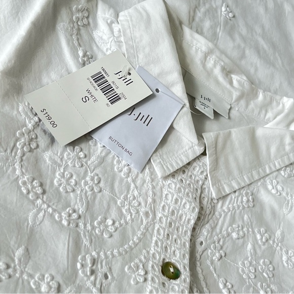 🆕 J. Jill White Embroidered Long Sleeve Button Down Blouse - Picture 6 of 8
